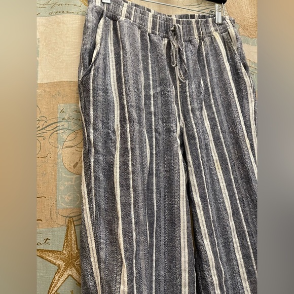 Briggs Womens Linen Resort Beach Wide Leg Pockets Business Casual Striped Med - Picture 4 of 10